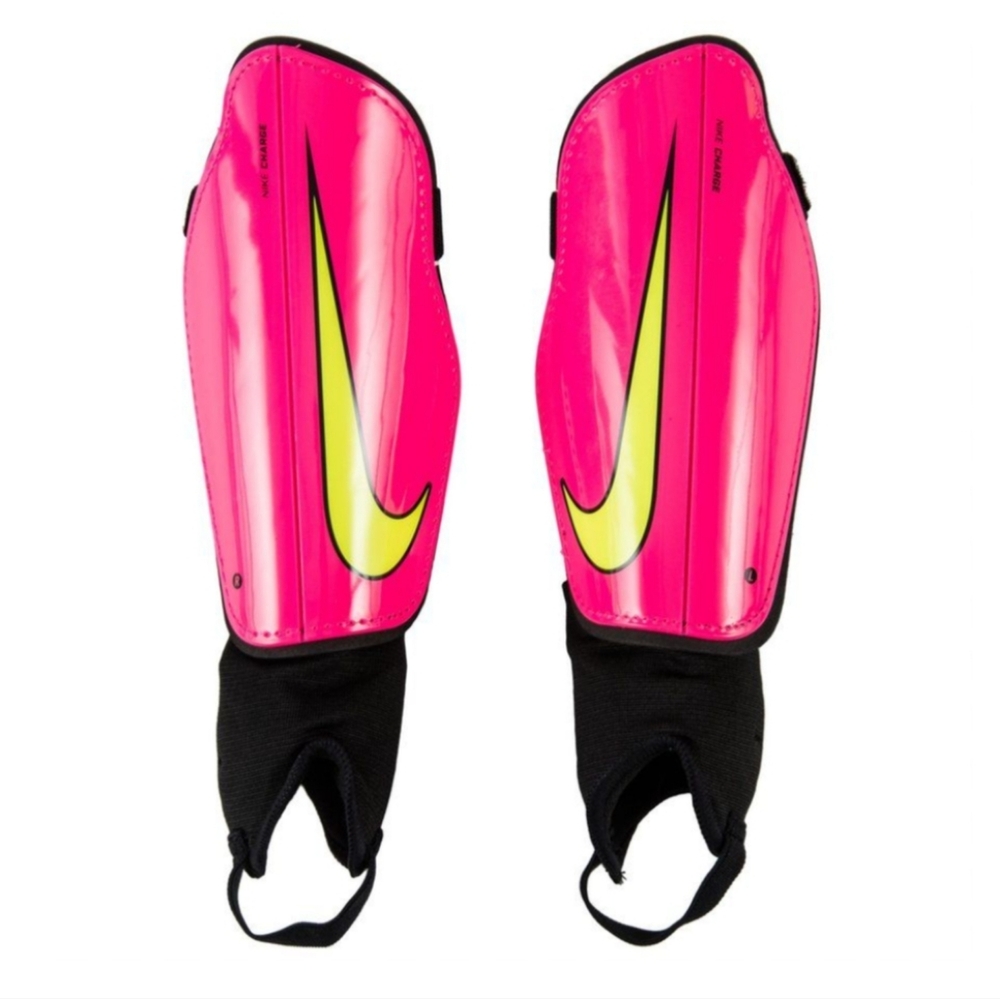EUC Nike Youth Soccer Shin Pads Charge 2.0 Motion Blur Hyper Pink/Black/Volt, S